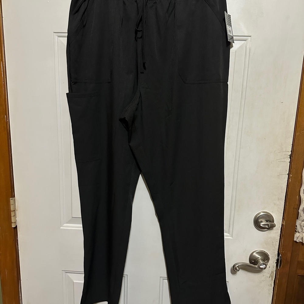 ELLE Women's Scrub Pants 2XL Black Contemporary Straight Leg Medical - Picture 1 of 4